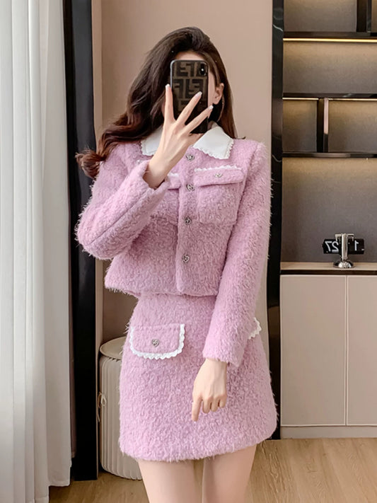 Celebrity temperament small fragrant style suit skirt 2024 new hot style high-end fashion western style skirt two-piece set autumn and winter