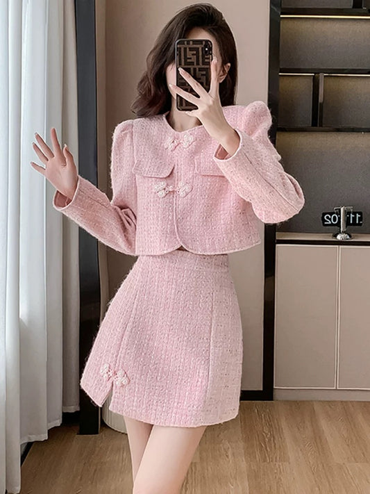 Xiaoxiangfeng suit jacket women's autumn and winter clothing 2024 new autumn new high-end a-line skirt two-piece set