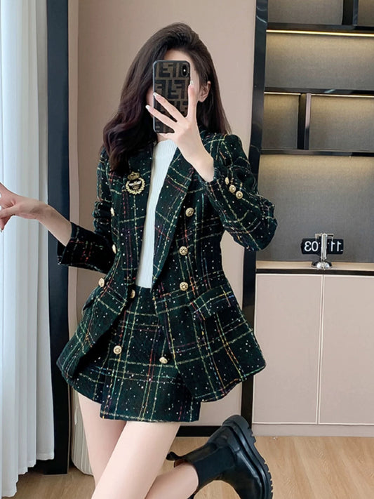 Celebrity Xiaoxiang Style Suit Western Style 2024 Autumn and Winter New Fashion High-end College Style Suit Two-piece Set