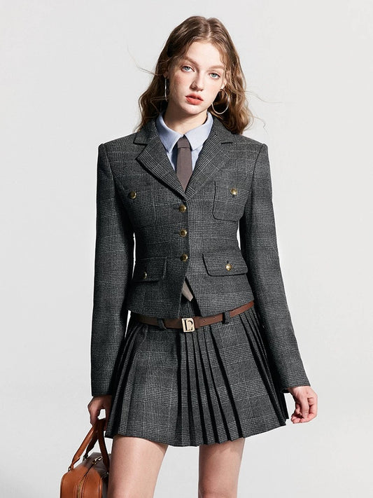 BOHOL BLING Mint is not cool, designer waist blazer, women's pleated A-line skirt two-piece set