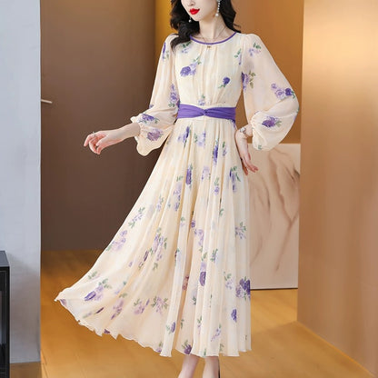 Clearance leakage ~ counter removal high-end silk dress early autumn fashion temperament age-reducing mulberry silk skirt