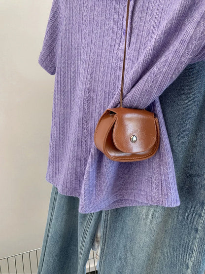 Purple straight shoulder polo shirt ice silk knitted short-sleeved T-shirt female summer 2025 new style hot style high-end top summer