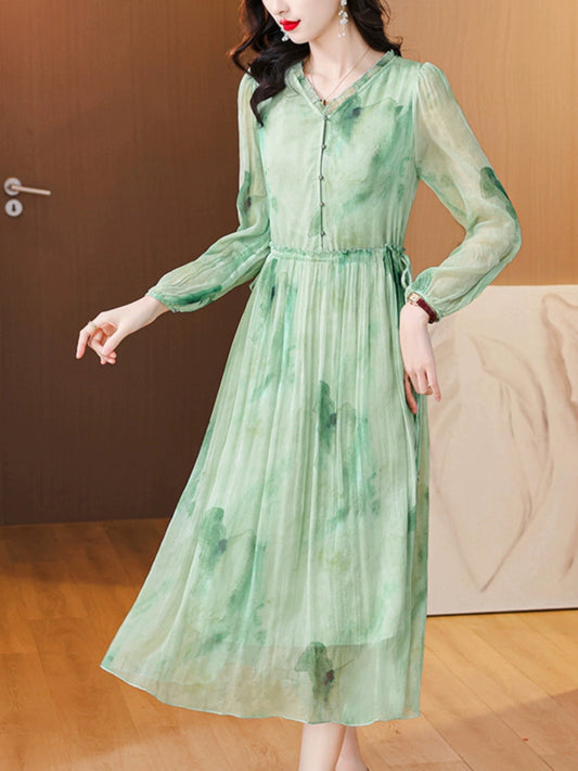 Guangzhou Thirteen Lines Women's Popular Dress Mulberry Silk 2024 Summer New Style High-end Sunscreen Skirt