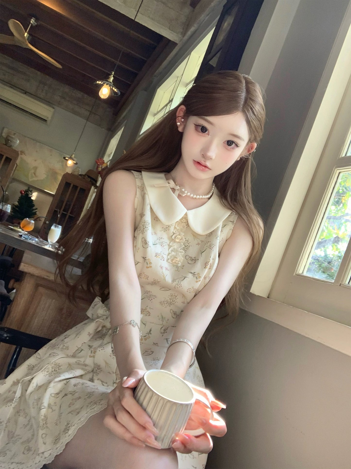 [Q Women's New Arrivals 5% Off] Sweet and Girlish/Elegant Everyday Cotton Floral Print Bow Dress