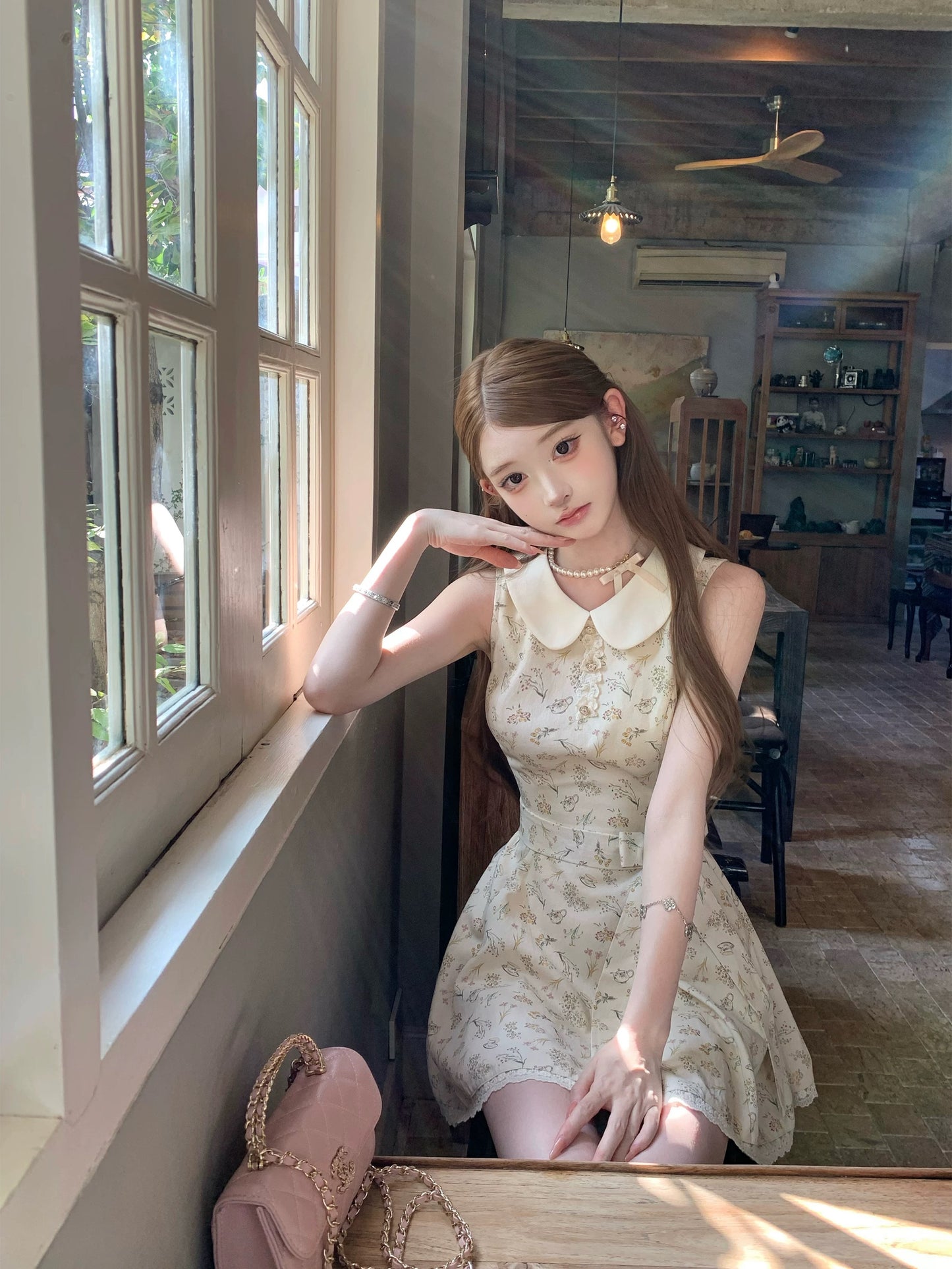 [Q Women's New Arrivals 5% Off] Sweet and Girlish/Elegant Everyday Cotton Floral Print Bow Dress
