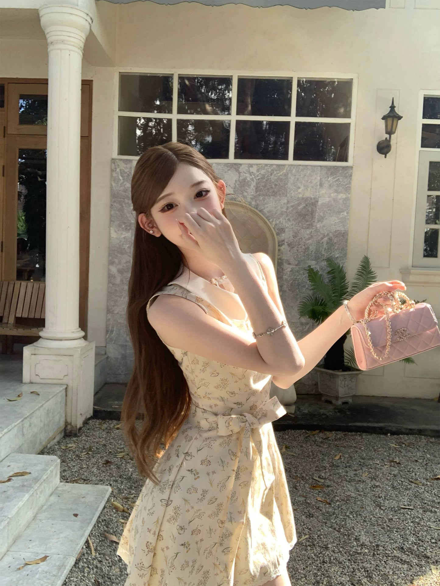 [Q Women's New Arrivals 5% Off] Sweet and Girlish/Elegant Everyday Cotton Floral Print Bow Dress