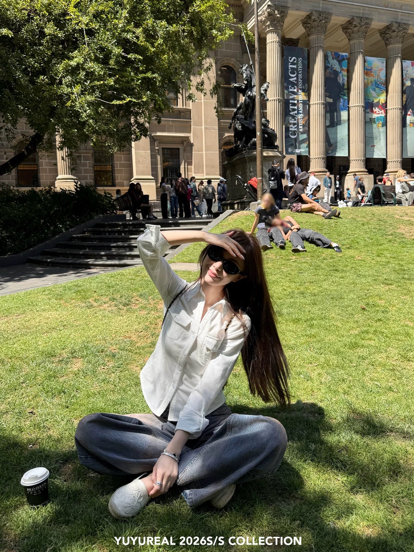 YUYUREAL Intelligent Beauty - Slim Fit Cotton Shirt with Waist-Defining V-Neck, Short Style, Unique Design.