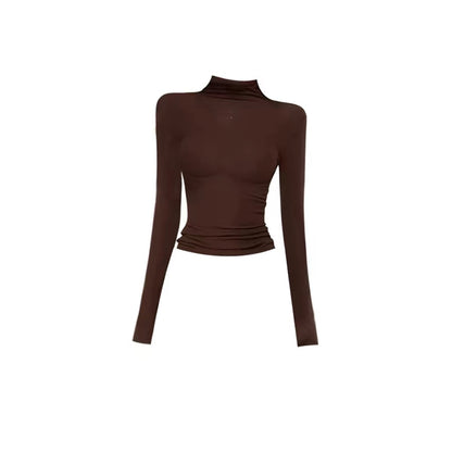 GAOSITONG Women's Spring 2026 Set: Rhinestone-Embellished Turtleneck Fitted Top (Chic & Sassy Style) & Vintage Faux-Fur Skirt