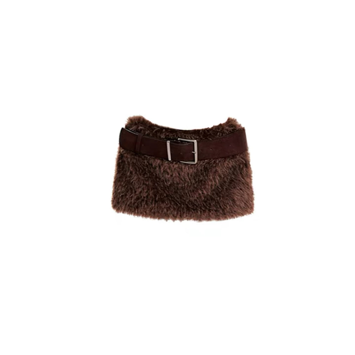 GAOSITONG Women's Spring 2026 Set: Rhinestone-Embellished Turtleneck Fitted Top (Chic & Sassy Style) & Vintage Faux-Fur Skirt