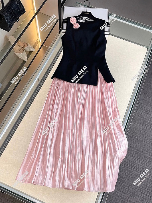 Shenzhen Nanyou high-end women's clothing 2025 summer French Hepburn style three-dimensional flower gauze skirt long vest DY6864
