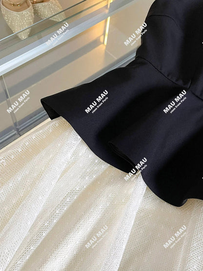 Shenzhen Nanyou high-end women's French Hepburn style beaded mesh lace long vest dress DY7421
