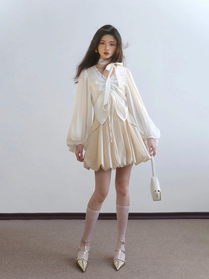 MikaXuUrban summer retro functional style short tutu skirt slim waist suspender dress