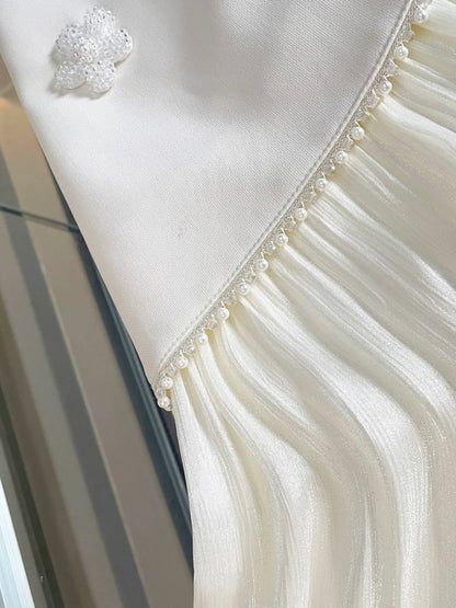 Shenzhen Nanyou high-end women's clothing French style small fragrance style bow beaded flower vest dress female DY7016
