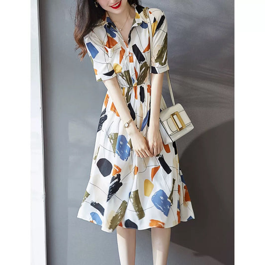 Special clearance summer new high-end fashion style age-reducing skirt waist slimming elegant temperament dress for women