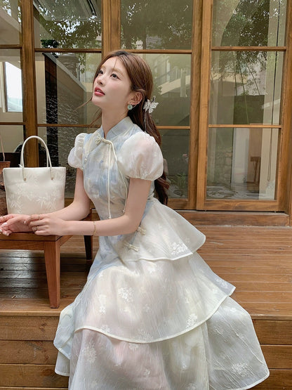 Ruan Ruan's homemade 2024 new summer style original fresh and age-reducing irregular new Chinese style improved light national style dress