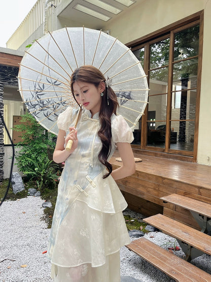 Ruan Ruan's homemade 2024 new summer style original fresh and age-reducing irregular new Chinese style improved light national style dress