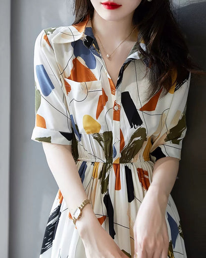 Special clearance summer new high-end fashion style age-reducing skirt waist slimming elegant temperament dress for women
