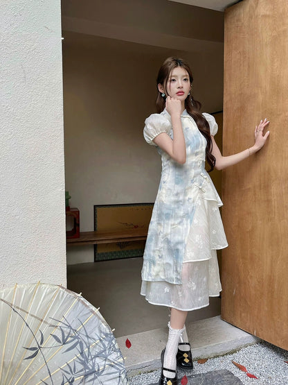 Ruan Ruan's homemade 2024 new summer style original fresh and age-reducing irregular new Chinese style improved light national style dress
