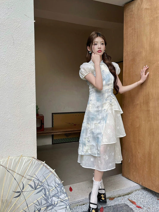 Ruan Ruan's homemade 2024 new summer style original fresh and age-reducing irregular new Chinese style improved light national style dress