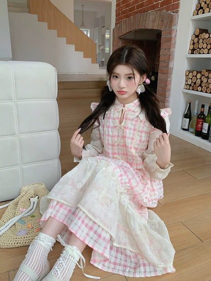 Ruan Ruan's homemade 2024 spring and summer new niche fashion dopamine age-reducing plaid suit women's skirt two-piece set