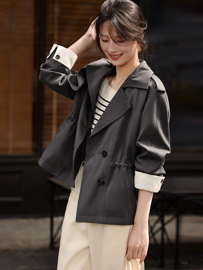 XWI XWI Xinwei Contrast Color Splicing Short Windbreaker Jacket Women's Spring and Autumn This Year's Popular Intellectual Elegant Simple Top