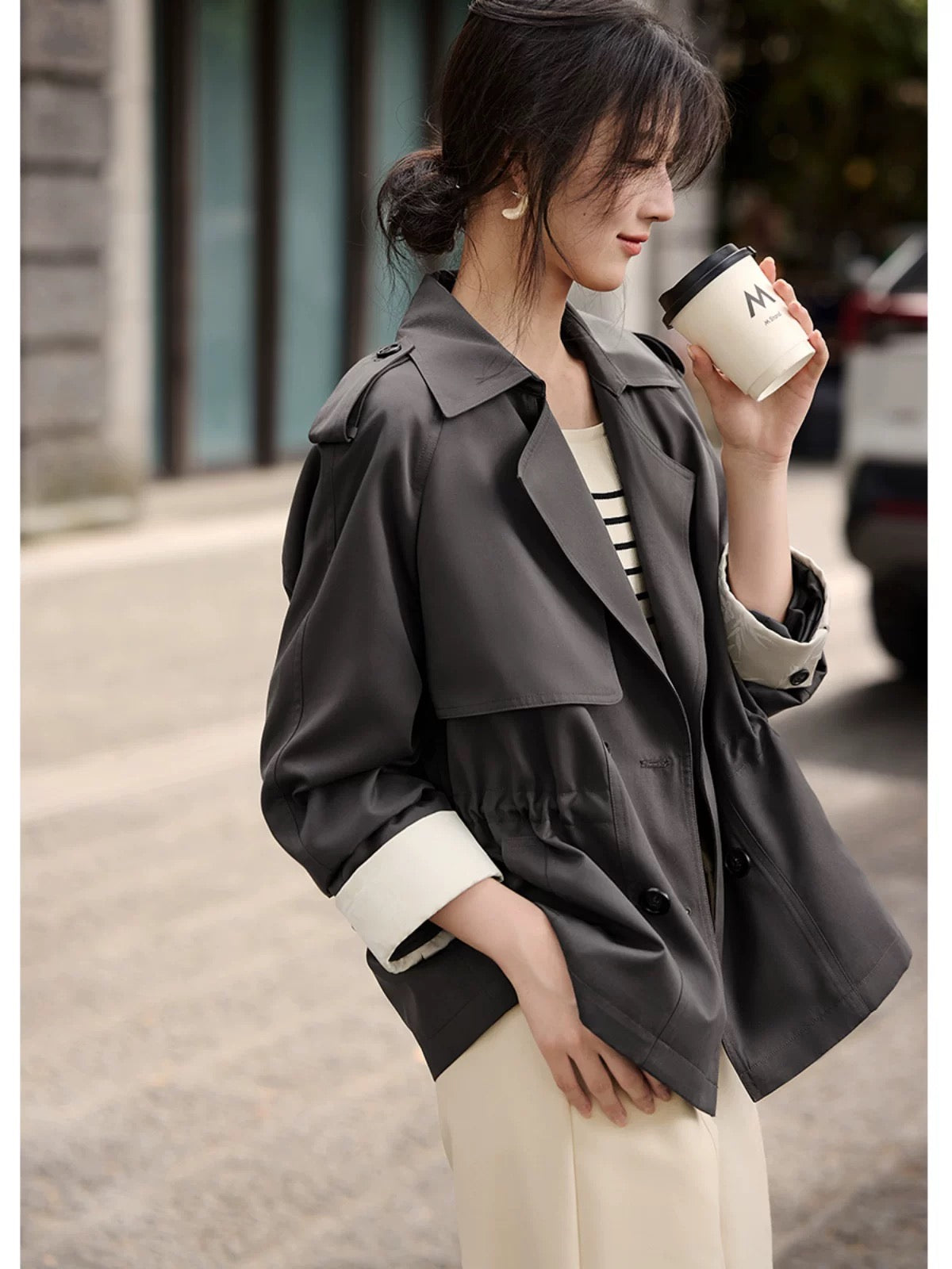 XWI XWI Xinwei Contrast Color Splicing Short Windbreaker Jacket Women's Spring and Autumn This Year's Popular Intellectual Elegant Simple Top