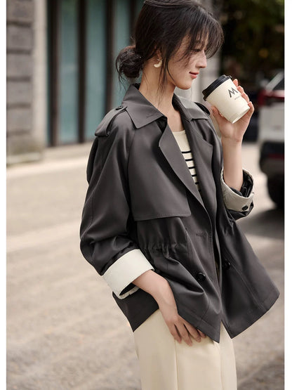 XWI XWI Xinwei Contrast Color Splicing Short Windbreaker Jacket Women's Spring and Autumn This Year's Popular Intellectual Elegant Simple Top