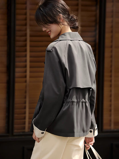 XWI XWI Xinwei Contrast Color Splicing Short Windbreaker Jacket Women's Spring and Autumn This Year's Popular Intellectual Elegant Simple Top