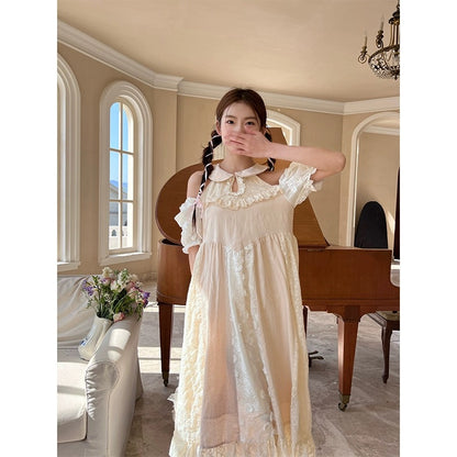 Ruan Ruan's homemade 2024 summer new temperament French tea break niche design gentle style embroidered off-shoulder dress