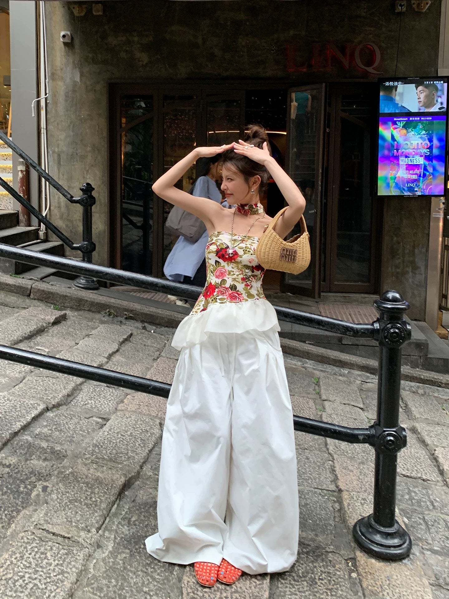 DULA Flower Holiday Song/Floral Ruffle Hot Girl Tube Top Vest Summer Slim Ribbon Top