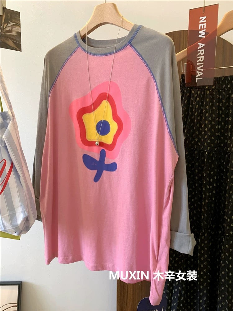 Three-dimensional flower print summer thin soft and comfortable breathable sun protection top Korean style fashion youth T-shirt for women