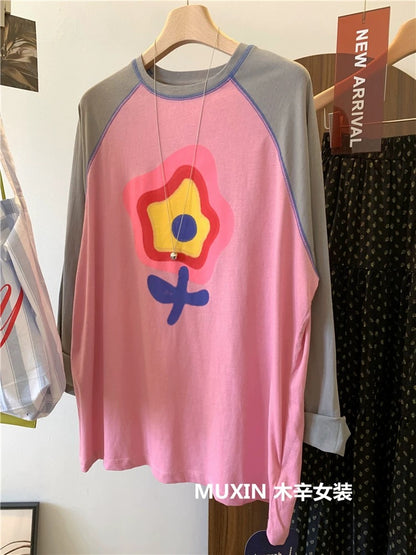 Three-dimensional flower print summer thin soft and comfortable breathable sun protection top Korean style fashion youth T-shirt for women