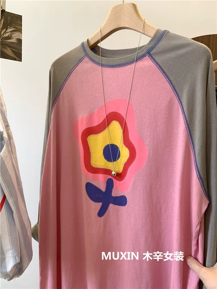 Three-dimensional flower print summer thin soft and comfortable breathable sun protection top Korean style fashion youth T-shirt for women