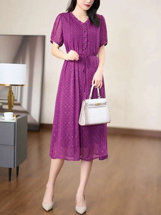 Diofu 2024 new summer style comfortable, versatile, fashionable, simple, elegant, elegant and dignified women's dress