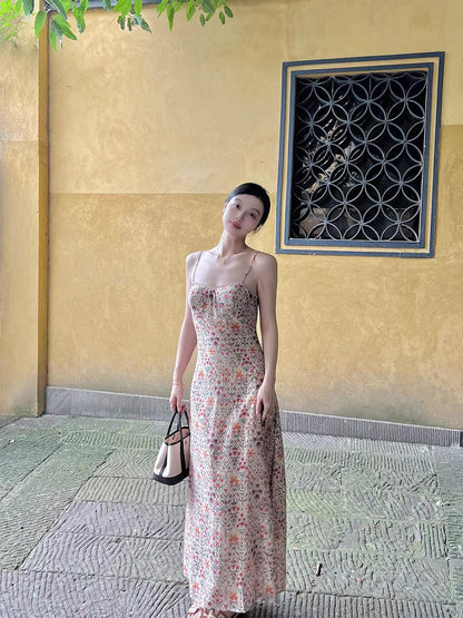 FPOH French-style floral camisole dress—an absolutely stunning, beautiful dress featuring a waist-cinching design.