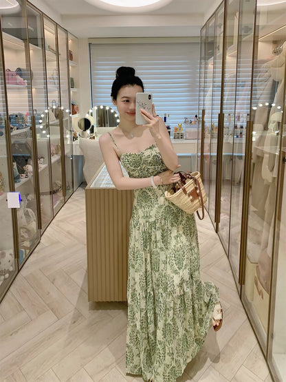 FPOH Women's Summer Floral Backless Halter Dress – A Stunning, Waist-Defining Dress Perfect for Seaside Vacations