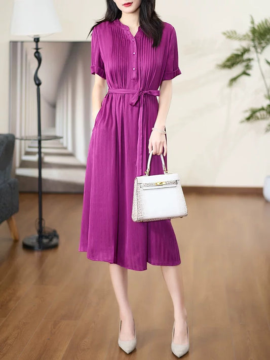 Diofu's new comfortable and versatile simple light luxury exquisite slim casual high-end 2024 purple women's dress