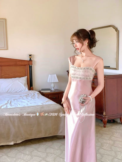 Miss Qianzi [Noble Lady] Luxury Beaded Satin High-End Women's Fishtail Dress