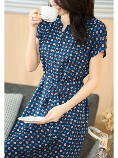 Diofu's new summer fashion, versatile, exquisite, slim, luxurious, light, luxurious, age-reducing and slimming 2024 blue women's dress