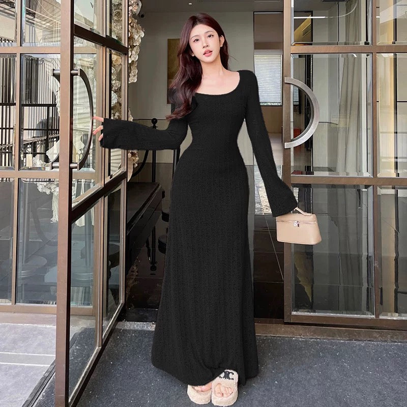 GirlsAt18 sexy lace knit dress women's autumn and winter suit skirt long-sleeved blouse suspender purple long skirt