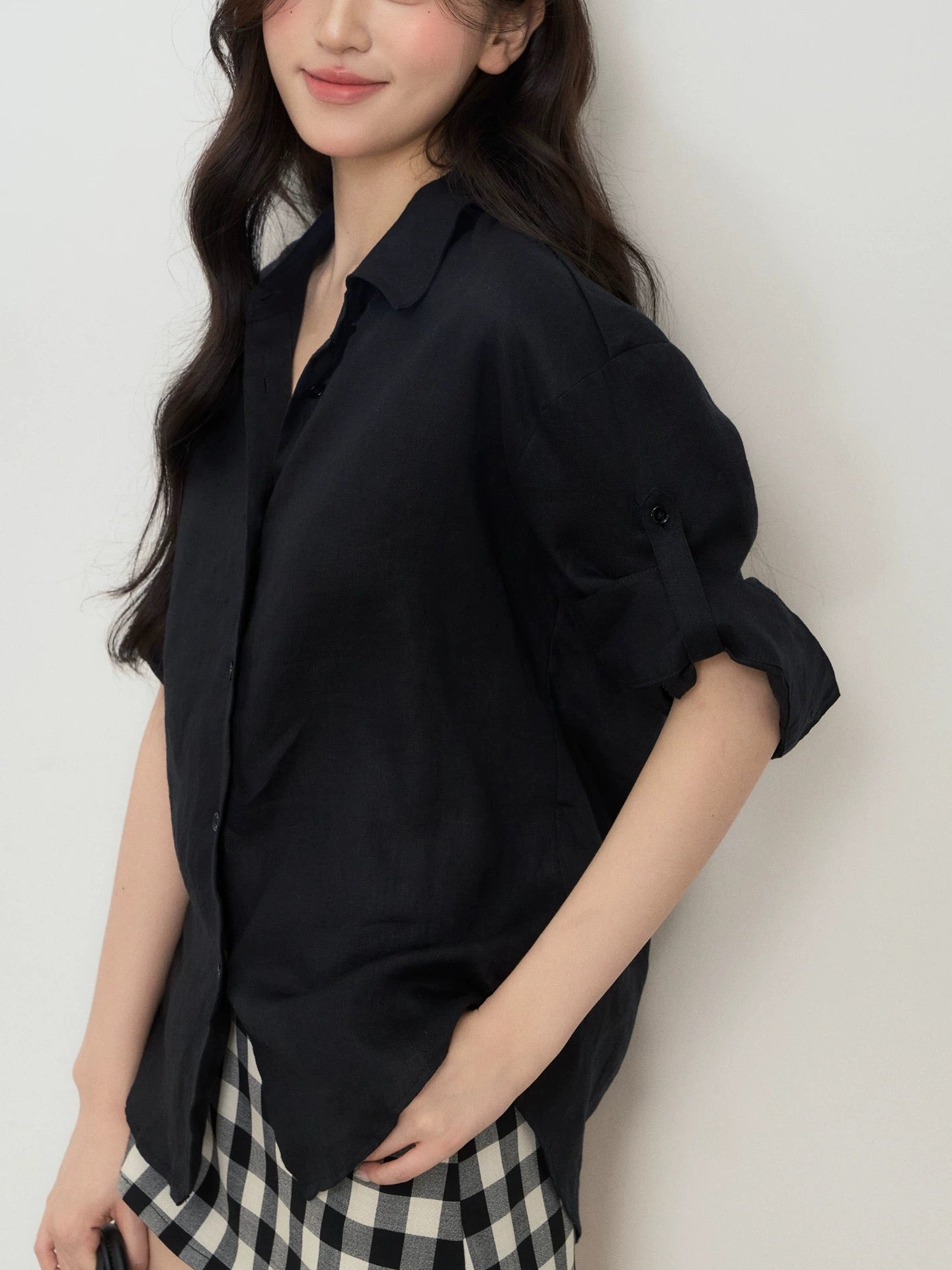 OIOI ESSE / "A Letter Sent Back from the Wind" 100% Linen Relaxed Style Vintage Shirt with Rolled Sleeves