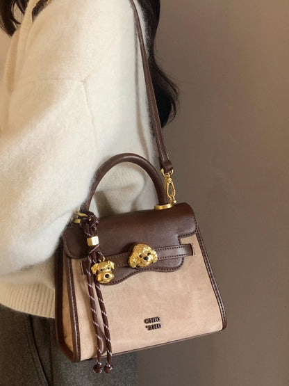 Nanfeng chio2nd Bread Puppy Mocha Art Gallery Kelly Bag Women's Retro High-end Handbag Crossbody Bag