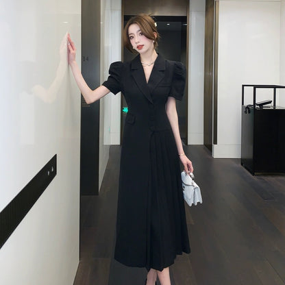 Irregular suit skirt, small fragrant style French dress, women's summer high-end, light and mature style, elegant pleated long skirt
