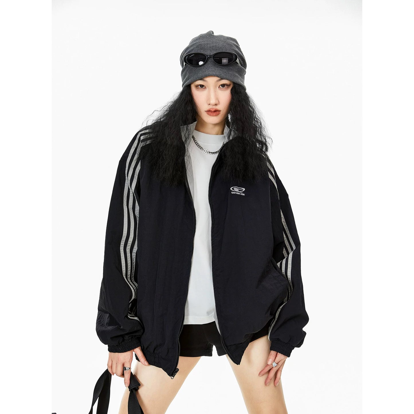 ICH MODE American reversible cardigan coat women's spring and autumn loose casual sports jacket top 2025 new style
