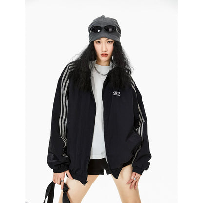 ICH MODE American reversible cardigan coat women's spring and autumn loose casual sports jacket top 2025 new style