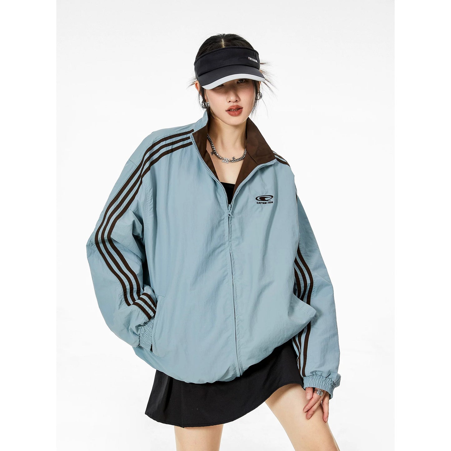 ICH MODE American reversible cardigan coat women's spring and autumn loose casual sports jacket top 2025 new style