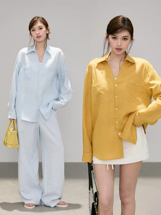 OIOI ESSE｜70% Lyocell 30% Linen Loose Casual Shirt Women's Summer Versatile Casual Jacket