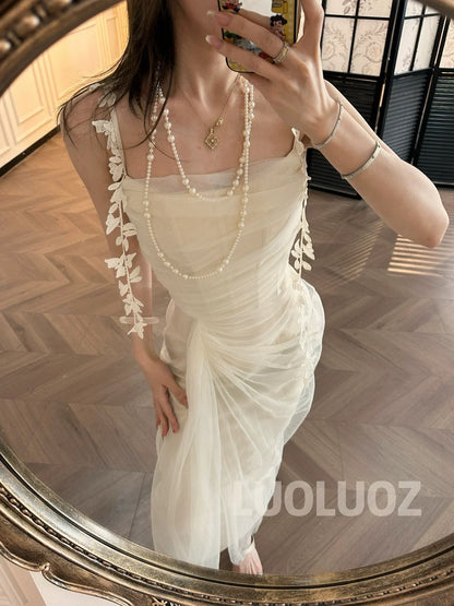 LUOLUOZ【Misty Fairy】High-end, elegant, ethereal, and stunningly beautiful mesh long dress JF698