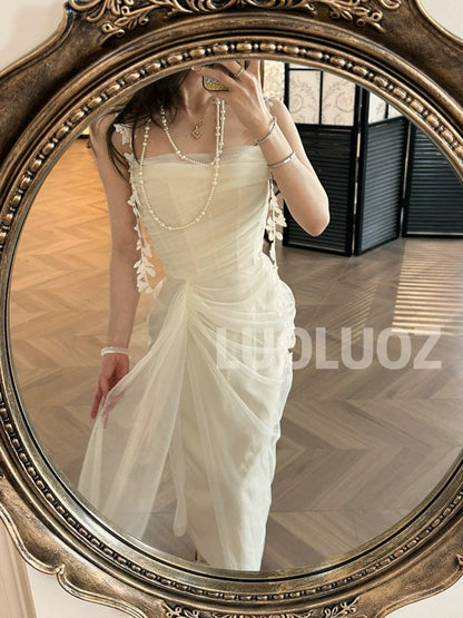 LUOLUOZ【Misty Fairy】High-end, elegant, ethereal, and stunningly beautiful mesh long dress JF698