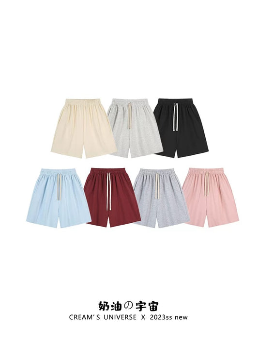 Cream Universe Simple Solid Color Drawstring Shorts Women's Japanese Style Ins Style Loose Casual Sports Pants New Style